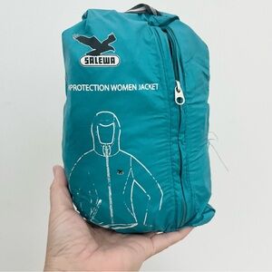 Salewa Highly Packable Lightweight Teal Women's Aqua Waterproof Jacket w Hood L